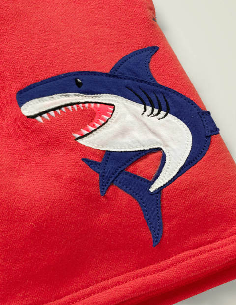 Appliqué Sweatshorts - Cherry Tomato Shark Appliqué Sweatshorts - Cherry Tomato Shark