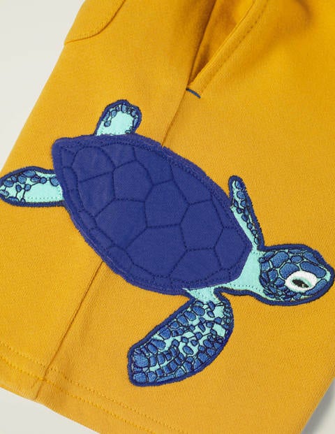 Sweatshorts Mit Applikation - Sonnengelb, Meeresschildkröte Sweatshorts Mit Applikation - Sonnengelb, Meeresschildkröte