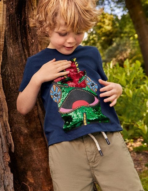 T-Shirt Mit Farbwechselnden Pailletten - Schuluniform-Navy, Chamäleon T-Shirt Mit Farbwechselnden Pailletten - Schuluniform-Navy, Chamäleon