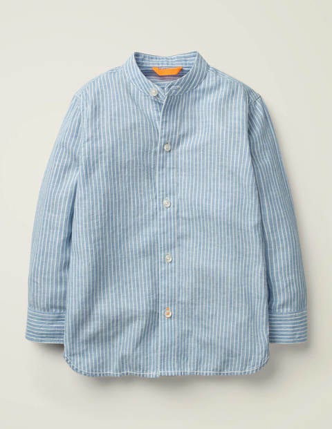 Grandad Collar Shirt - Sky Blue/White Grandad Collar Shirt - Sky Blue/White