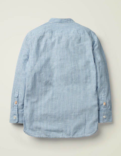 Grandad Collar Shirt - Sky Blue/White Grandad Collar Shirt - Sky Blue/White