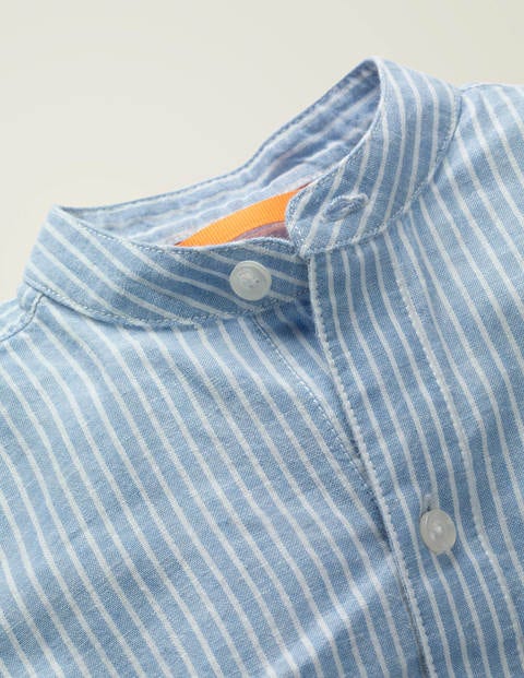 Grandad Collar Shirt - Sky Blue/White Grandad Collar Shirt - Sky Blue/White