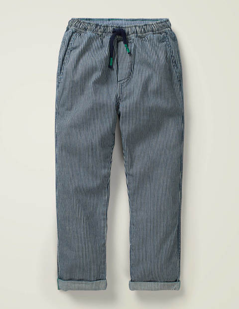 Summer Pull-on Trousers - Violet Blue Ticking Summer Pull-on Trousers - Violet Blue Ticking