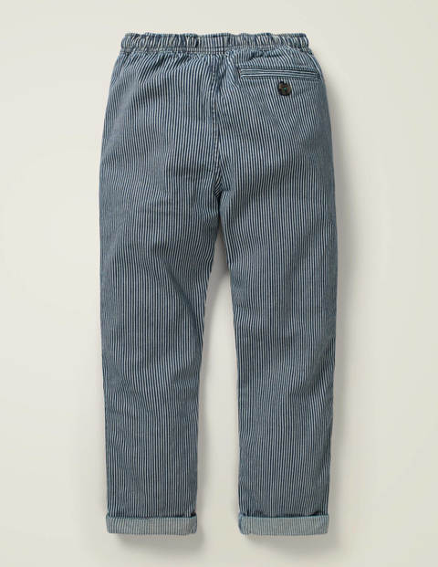Summer Pull-on Trousers - Violet Blue Ticking Summer Pull-on Trousers - Violet Blue Ticking
