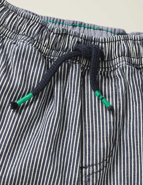 Summer Pull-on Trousers - Violet Blue Ticking Summer Pull-on Trousers - Violet Blue Ticking