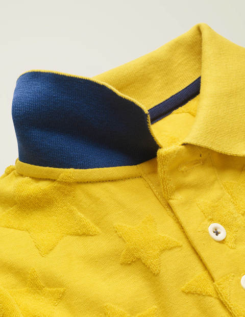 Textured Polo Shirt - Daffodil Yellow Stars Textured Polo Shirt - Daffodil Yellow Stars