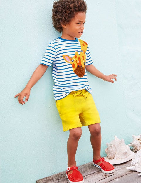 Wild Animal Appliqué T-Shirt - Bold Blue/White Giraffe Wild Animal Appliqué T-Shirt - Bold Blue/White Giraffe