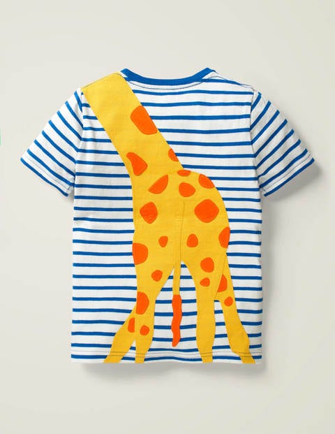 Wild Animal Appliqué T-Shirt - Bold Blue/White Giraffe Wild Animal Appliqué T-Shirt - Bold Blue/White Giraffe