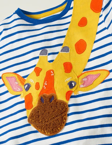 Wild Animal Appliqué T-Shirt - Bold Blue/White Giraffe Wild Animal Appliqué T-Shirt - Bold Blue/White Giraffe