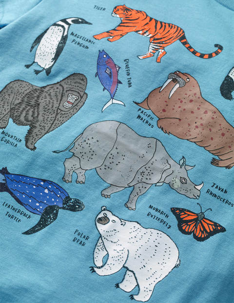 Animals Printed T-shirt - Surfboard Blue Animals Animals Printed T-shirt - Surfboard Blue Animals