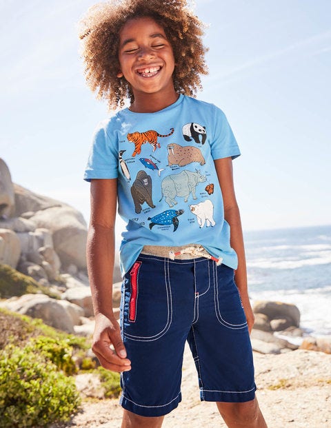 T-Shirt Mit Tiermotiven - Surfbrettblau, Tiere T-Shirt Mit Tiermotiven - Surfbrettblau, Tiere