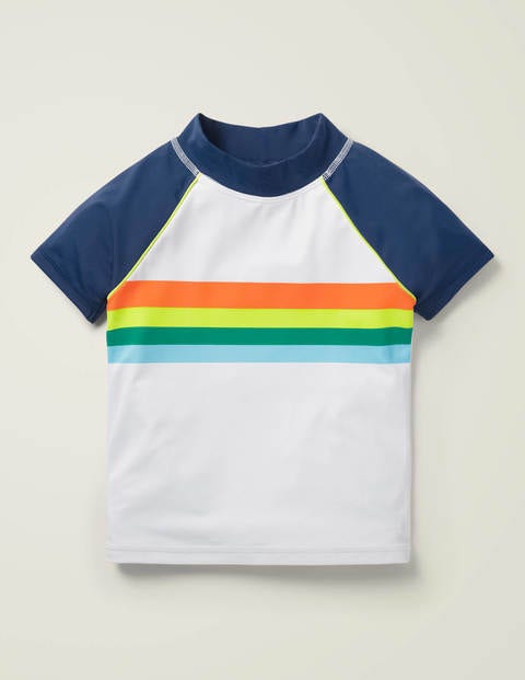 Short-Sleeved Rash Guard - White/Navy Rainbow Short-Sleeved Rash Guard - White/Navy Rainbow