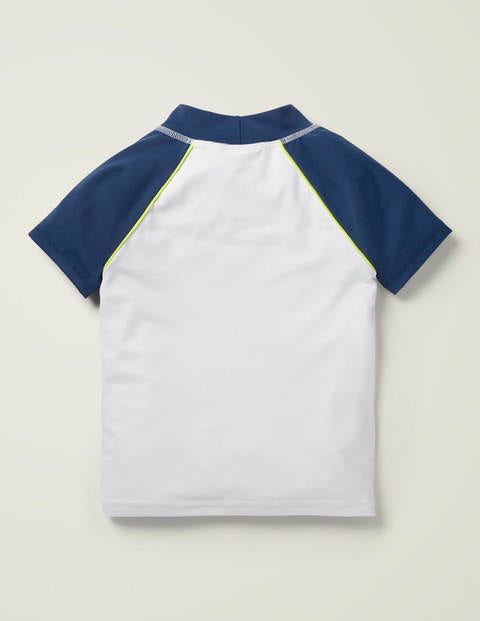 Short-Sleeved Rash Guard - White/Navy Rainbow Short-Sleeved Rash Guard - White/Navy Rainbow