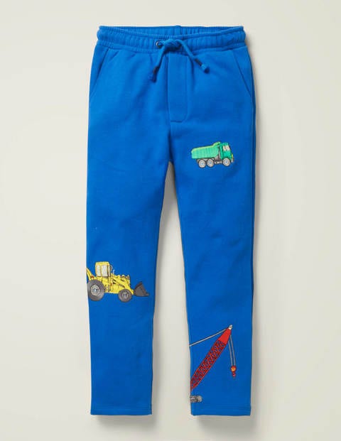 Appliqué Fun Joggers - Bold Blue Vehicles Appliqué Fun Joggers - Bold Blue Vehicles