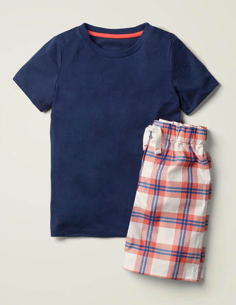 Kurzes Schlafanzug-Set - Schuluniform-Navy/Pfirsichrot Kurzes Schlafanzug-Set - Schuluniform-Navy/Pfirsichrot