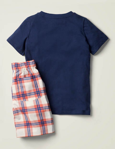 Kurzes Schlafanzug-Set - Schuluniform-Navy/Pfirsichrot Kurzes Schlafanzug-Set - Schuluniform-Navy/Pfirsichrot