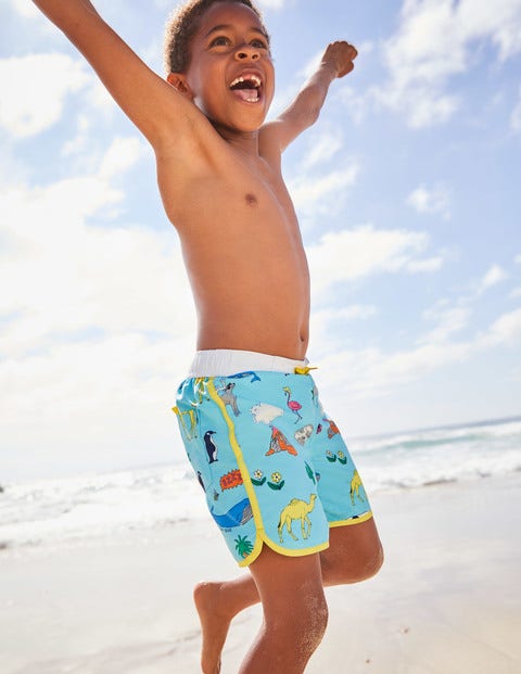 Surfshorts Mit Natur Und Planeten - Hellblau, Natur und Planeten Surfshorts Mit Natur Und Planeten - Hellblau, Natur und Planeten