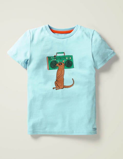 T-Shirt Mit Tierzeichnung - Helles Himmelblau, Erdmännchen T-Shirt Mit Tierzeichnung - Helles Himmelblau, Erdmännchen