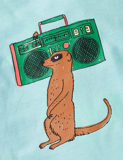 T-Shirt Mit Tierzeichnung - Helles Himmelblau, Erdmännchen T-Shirt Mit Tierzeichnung - Helles Himmelblau, Erdmännchen