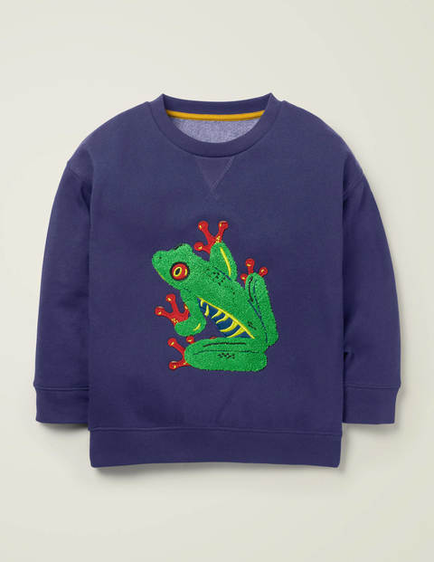 Animal Appliqué Sweatshirt - Indigo Navy Frog Animal Appliqué Sweatshirt - Indigo Navy Frog