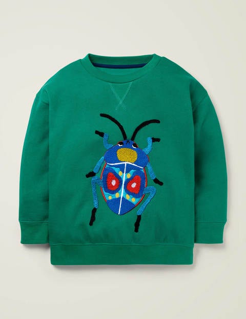 Sweatshirt Mit Tierapplikation - Alpengrün, Käfer Sweatshirt Mit Tierapplikation - Alpengrün, Käfer