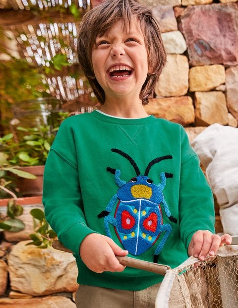 Sweatshirt Mit Tierapplikation - Alpengrün, Käfer Sweatshirt Mit Tierapplikation - Alpengrün, Käfer