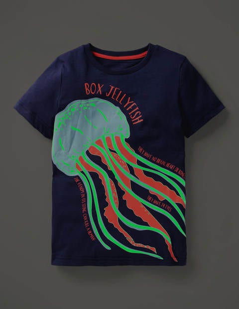 Im Dunkeln Leuchtendes Röntgen-T-Shirt - Indigoblau, Qualle Im Dunkeln Leuchtendes Röntgen-T-Shirt - Indigoblau, Qualle