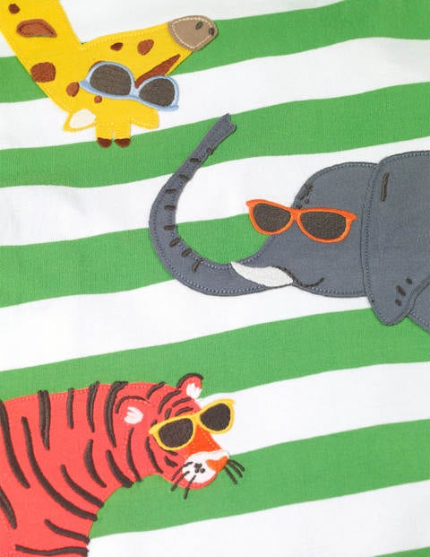 T-Shirt mit freundlichen Tierapplikationen - Grünfinkgrün/Weiß, Tiere T-Shirt mit freundlichen Tierapplikationen - Grünfinkgrün/Weiß, Tiere