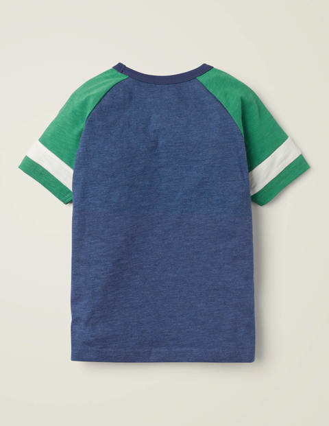 Gestreiftes Raglan-Shirt - Kräftiges Blau Meliert/Grün Gestreiftes Raglan-Shirt - Kräftiges Blau Meliert/Grün