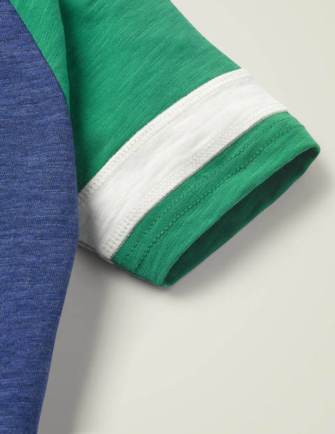 Gestreiftes Raglan-Shirt - Kräftiges Blau Meliert/Grün Gestreiftes Raglan-Shirt - Kräftiges Blau Meliert/Grün