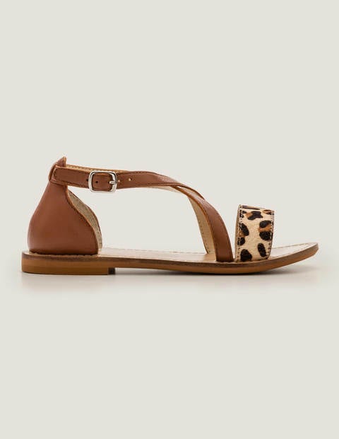 Leather Cross Over Sandals - Tan Leather Cross Over Sandals - Tan