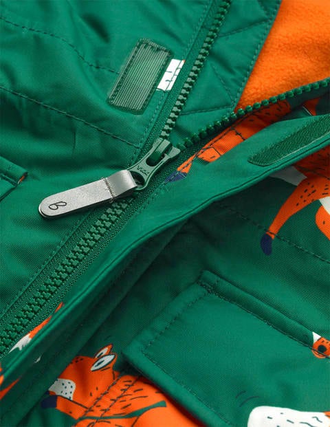 Bequemer wasserdichter Parka - Waldgrün, Füchse Bequemer wasserdichter Parka - Waldgrün, Füchse