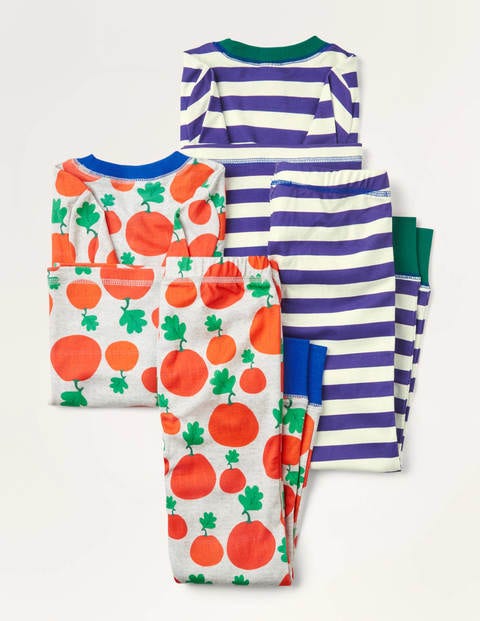 Cosy Twin Pack Long Pyjamas - Grey Marl Pumpkin Patch Cosy Twin Pack Long Pyjamas - Grey Marl Pumpkin Patch