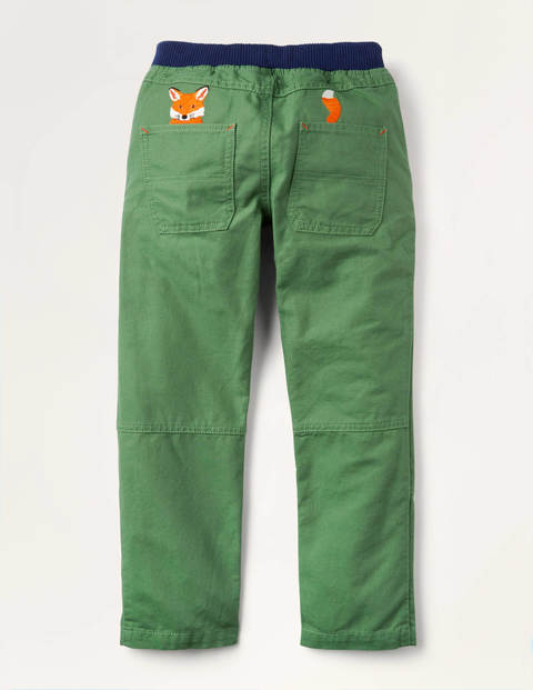 Rib Waist Appliqué Trousers - Rosemary Green Rib Waist Appliqué Trousers - Rosemary Green