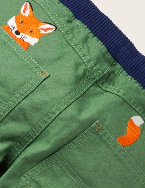 Rib Waist Appliqué Trousers - Rosemary Green Rib Waist Appliqué Trousers - Rosemary Green