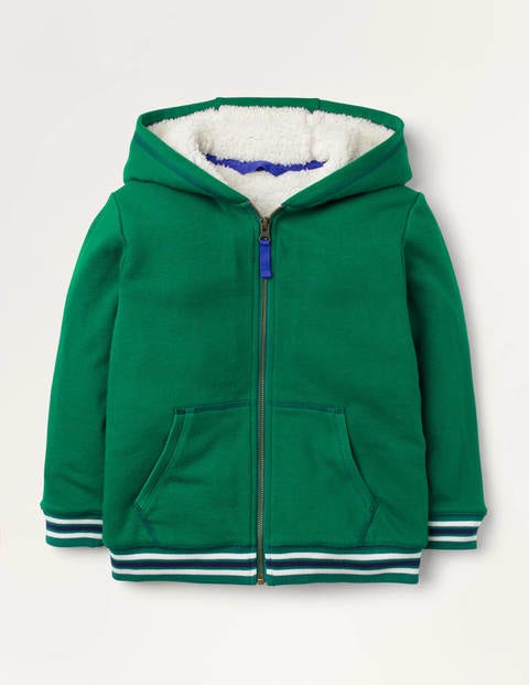 Shaggy-lined Appliqué Hoodie - Forest Green Train Shaggy-lined Appliqué Hoodie - Forest Green Train