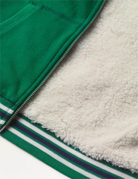 Shaggy-lined Appliqué Hoodie - Forest Green Train Shaggy-lined Appliqué Hoodie - Forest Green Train