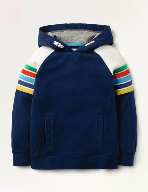 Rainbow Stripe Hoodie - College Navy Rainbow Stripe Hoodie - College Navy