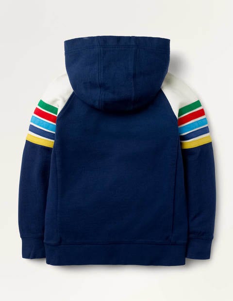 Rainbow Stripe Hoodie - College Navy Rainbow Stripe Hoodie - College Navy
