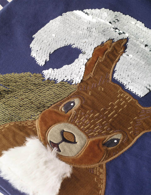 Paillettenoberteil mit Waldtiermotiv - Segelblau, Eichhörnchen Paillettenoberteil mit Waldtiermotiv - Segelblau, Eichhörnchen
