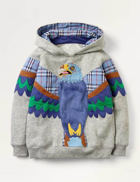 Kapuzenpullover mit Applikationsaufnäher - Grau Meliert, Adler Kapuzenpullover mit Applikationsaufnäher - Grau Meliert, Adler