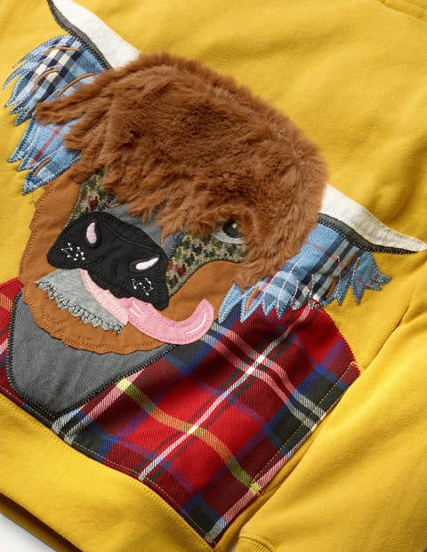 Patch Appliqué Hoodie - Honeycomb Yellow HIghland Cow Patch Appliqué Hoodie - Honeycomb Yellow HIghland Cow