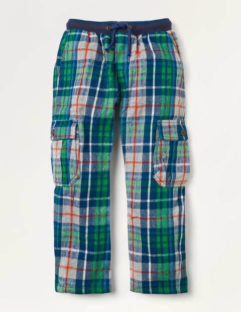 Brushed Cotton Cargo Pants - Grey Marl/Green Brushed Cotton Cargo Pants - Grey Marl/Green