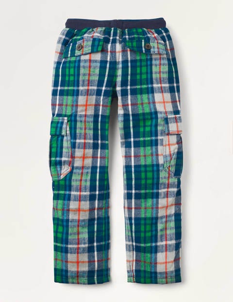 Brushed Cotton Cargo Pants - Grey Marl/Green Brushed Cotton Cargo Pants - Grey Marl/Green