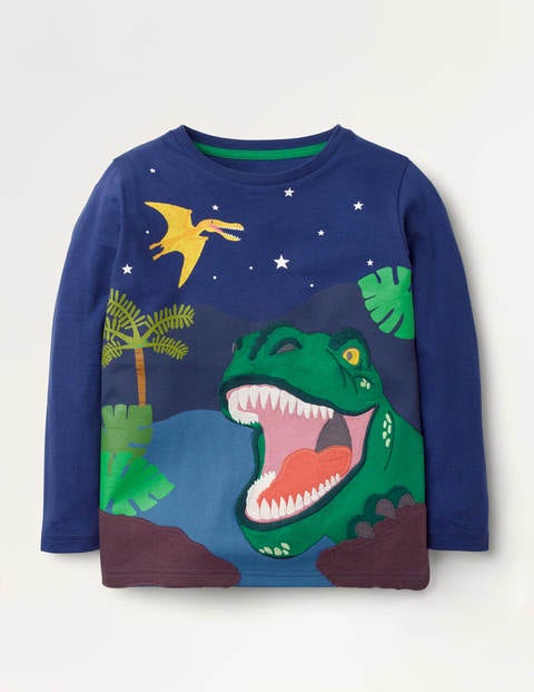 Oberteil mit Abenteuerapplikation - Blauer Edelstein, Dino Oberteil mit Abenteuerapplikation - Blauer Edelstein, Dino