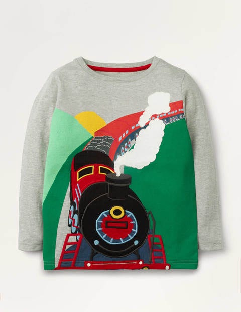 Adventure Appliqué T-shirt - Grey Marl Steam Train Adventure Appliqué T-shirt - Grey Marl Steam Train