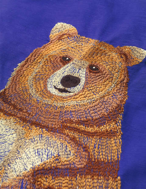 Oberteil mit Superstitch-Tieren - Griechisches Blau, Bär Oberteil mit Superstitch-Tieren - Griechisches Blau, Bär