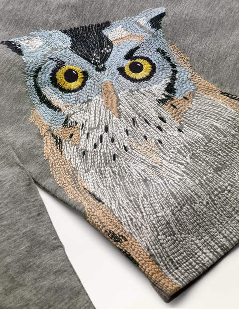 Superstitch Animal T-shirt - Charcoal Owl Superstitch Animal T-shirt - Charcoal Owl