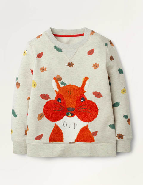 Bouclé Woodland Sweatshirt - Oatmeal Autumn Leaves Squirrel Bouclé Woodland Sweatshirt - Oatmeal Autumn Leaves Squirrel