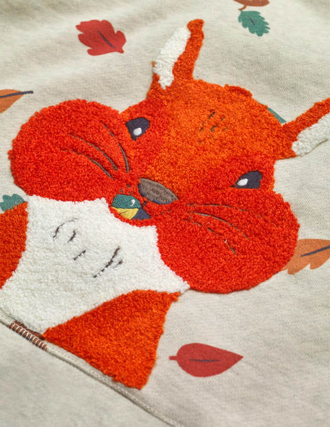 Bouclé Woodland Sweatshirt - Oatmeal Autumn Leaves Squirrel Bouclé Woodland Sweatshirt - Oatmeal Autumn Leaves Squirrel